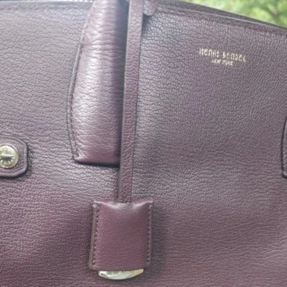 Henri Bendel Carlyle Purple Pebbled Leather Satchel - Picture 2 of 11